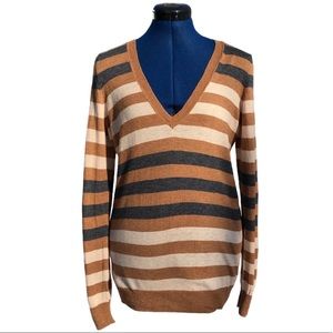 The Limited Deep V-Neck Striped Sweater